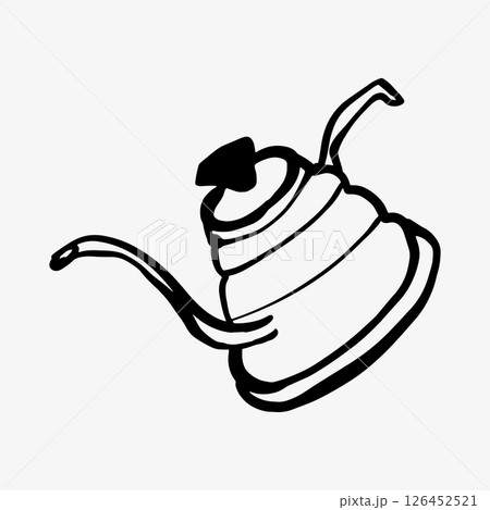 Vintage coffee pot doodle and coffee vector illustration.  126452521