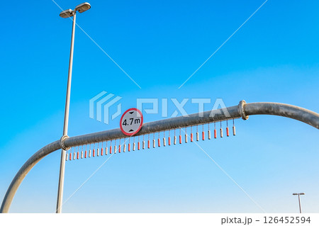 road sign for height restriction of vehicles 126452594