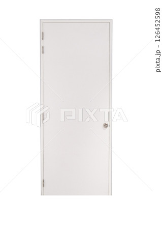 white door with lock isolated on white background 126452598