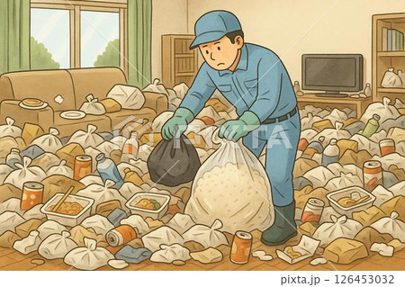 ゴミ屋敷を片付ける作業員 ゴミ屋敷を片付ける作業員 126453032