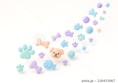 かわいいパステルカラーの動物の背景素材 126453067