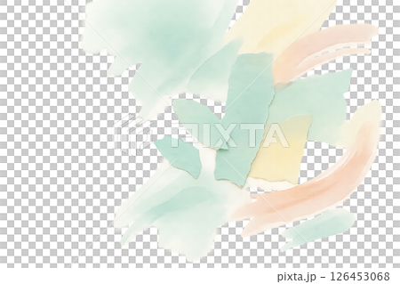 薄荷和珊瑚的柔和水彩拼貼背景 126453068