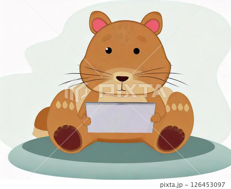 タブレットを見ている動物 126453097
