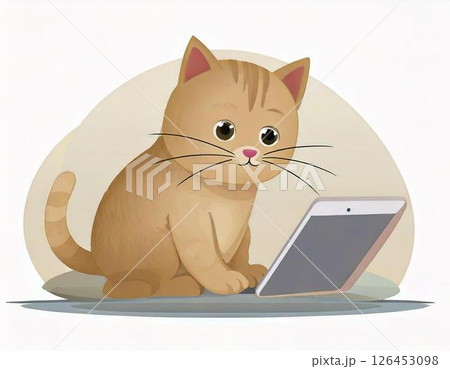 タブレットを見ている動物 126453098