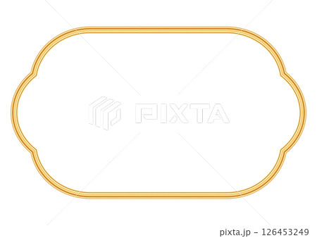 Golden frame in oriental style. Islamic ornamental frame. Indian decorative element, morocco shapes. Vector illustration for invitation, greeting card, decorative design 126453249
