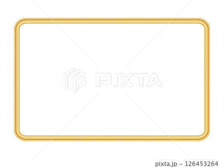 Gold luxury rectangle frame with rounded corners. Shiny photo frame, border for picture, painting, card. Golden object mockup for certificate, stamp, vignette, decorative design. Vector illustration Gold luxury rectangle frame with rounded corners. Shiny photo frame, border for picture, painting, card. Golden object mockup for certificate, stamp, vignette, decorative design. Vector illustration 126453264