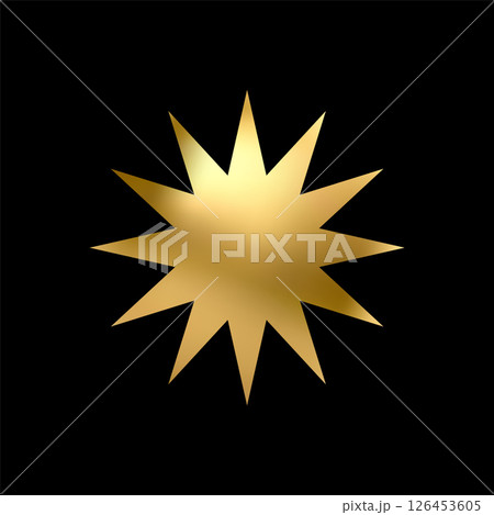 Gold Star icon. Holiday stars art. Art Deco modern design. Gold Star icon. Holiday stars art. Art Deco modern design. 126453605