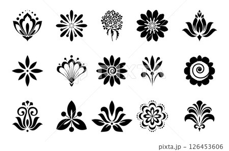 Flower icons set. Isolated elements for design. Vector graphics. Flower icons set. Isolated elements for design. Vector graphics. 126453606