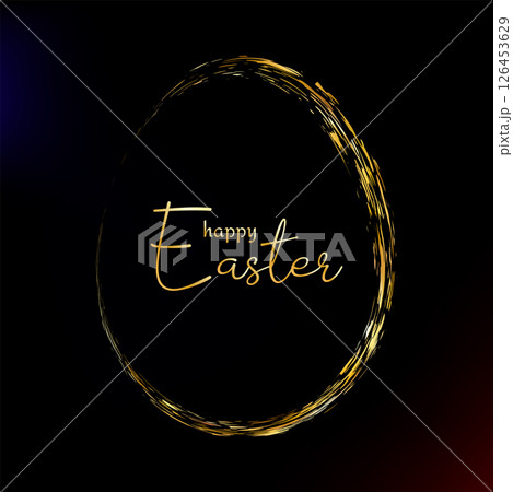 Easter egg frame. Gold brush stroke border. Elegant thin line decor 126453629