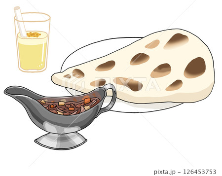 ナンとカレーのイラスト 126453753