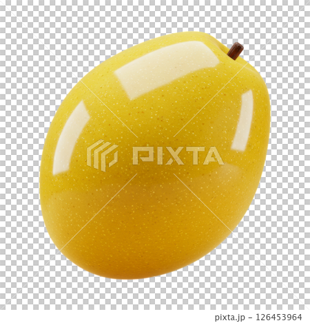 Vibrant Yellow Sapote Fruit 3D Render with Smooth Texture and Glossy Highlights 126453964