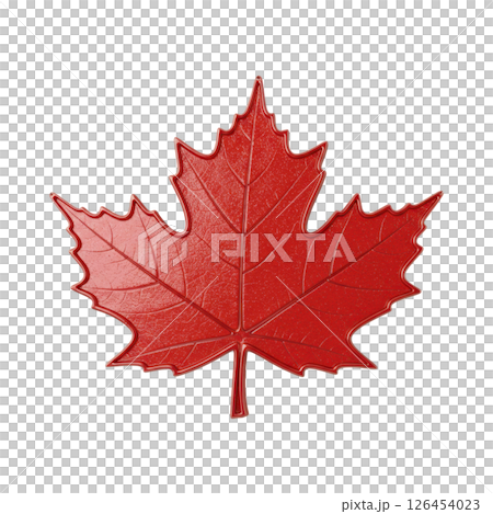 Red maple leaf illustration on transparent background, symbol of Canada 126454023