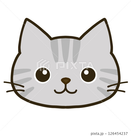 シンプルなまん丸目のサバトラ猫 126454237
