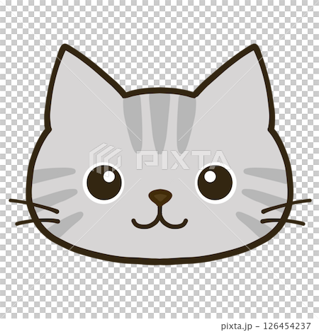 シンプルなまん丸目のサバトラ猫 126454237