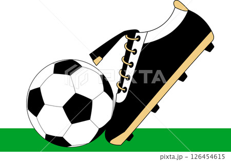 football shoe kick soccer ball sport concept transparent background. vector illustration of soccer football on green field. 126454615