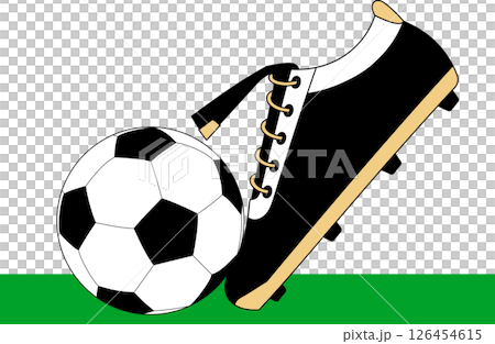 football shoe kick soccer ball sport concept transparent background. vector illustration of soccer football on green field. 126454615