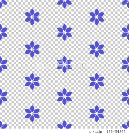 Seamless Abstract Floral Pattern with Purple Petals on transparent background. vibrant purple hue arranged in a symmetrical grid layout on a transparent background. Seamless Abstract Floral Pattern with Purple Petals on transparent background. vibrant purple hue arranged in a symmetrical grid layout on a transparent background. 126454863