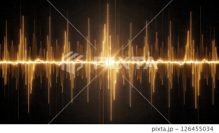 Pulse of golden energy traveling up vertical line with light 126455034