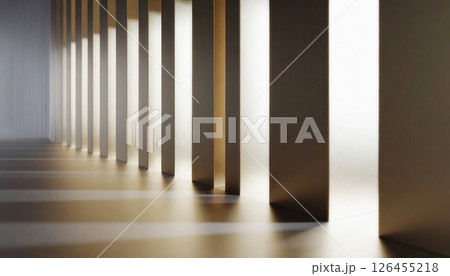 Modern architectural interior with vertical columns and light 126455218