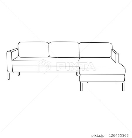 sectional sofa, Minimalist Line art outline drawing 126455565