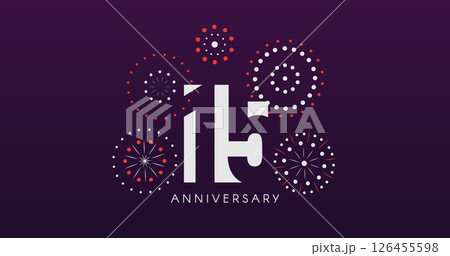 15th Anniversary Celebration Design With Fireworks on Dark Background, Perfect for Milestone Events and Invitations. Vector Illustration 126455598