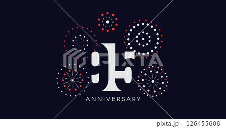 95th Anniversary Celebration Design With Fireworks on Dark Background, Perfect for Milestone Events and Invitations. Vector Illustration 126455606