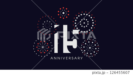 15th Anniversary Celebration Design With Fireworks on Dark Background, Perfect for Milestone Events and Invitations. Vector Illustration 126455607
