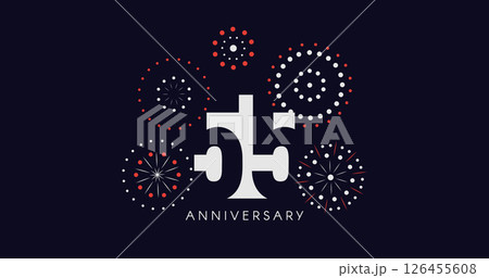 55th Anniversary Celebration Design With Fireworks on Dark Background, Perfect for Milestone Events and Invitations. Vector Illustration 126455608
