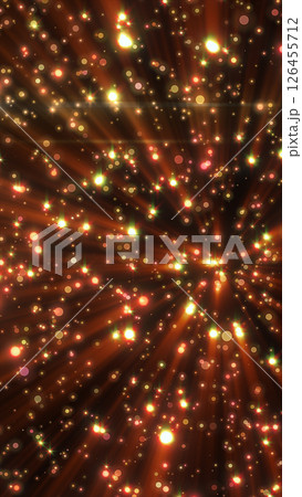 Abstract glowing star particles radiating outward in a colorful burst against a black background 126455712