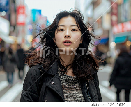ストリートスナップ　女性　ポートレート 126456304