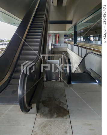 Sleek Escalator in Modern train Station. 126456475