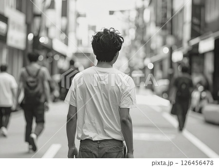 ストリートスナップ　男性　後姿 126456478