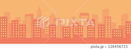 夕焼けに染まるビル群のイラスト 夕焼けに染まるビル群のイラスト 126456723
