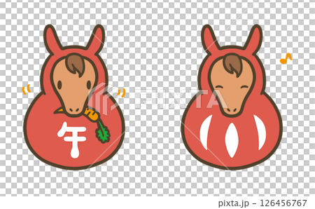 2026年新年賀卡素材-可愛的馬達摩插圖 126456767