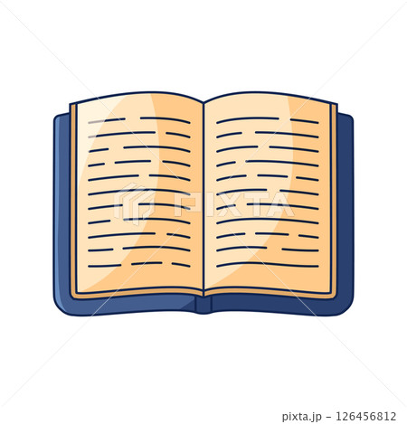 Open book colored icon. Vector illustration in sketch style isolated on white background. 126456812