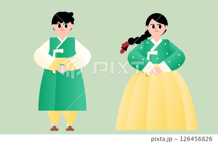 Man and woman in hanbok characters 126456826
