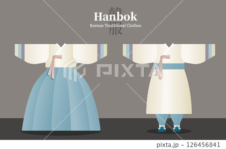 Traditional Korean hanbok illustration Traditional Korean hanbok illustration 126456841