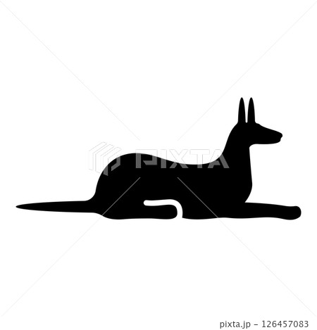 Jackal silhouette egyptian mythology Anubis Egypt God icon black color vector illustration image flat style Jackal silhouette egyptian mythology Anubis Egypt God icon black color vector illustration image flat style 126457083