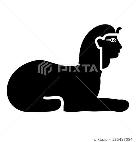 Sphinx Egypt pyramid concept egyptian statue of Giza icon black color vector illustration image flat style Sphinx Egypt pyramid concept egyptian statue of Giza icon black color vector illustration image flat style 126457084