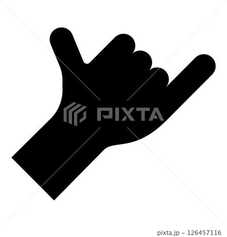 Shaka symbol hand hawaiian greeting gesture sign call me sign telephone loose surf up icon black color vector illustration image flat style 126457116