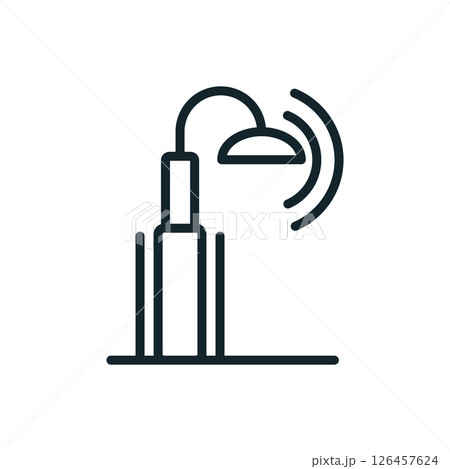 Smart street light sending signals in a smart city icon Smart street light sending signals in a smart city icon 126457624