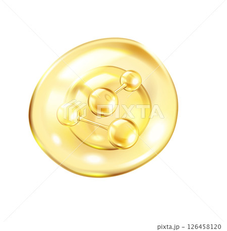 Collagen molecules float inside bubble of serum illustration Collagen molecules float inside bubble of serum illustration 126458120