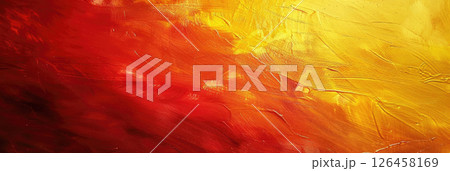 Patriotic Belgium design concept, red yellow abstract background, texture of paint strokes, horizontal banner, copy space, free space for text 126458169