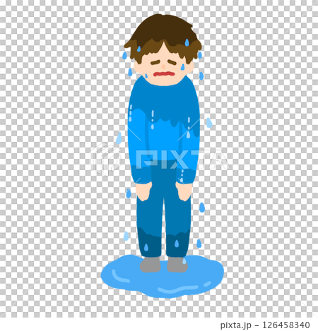 一名男子被雨淋濕 一名男子被雨淋濕 126458340