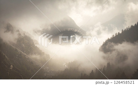 single golden eye on dark background concept. Generated Image 126458521