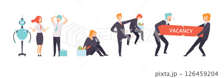 People Character Searching for Job and Office Work Vector Set 126459204