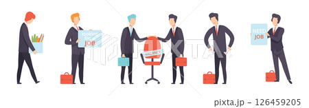 Man Character Searching for Job and Office Work Vector Set 126459205