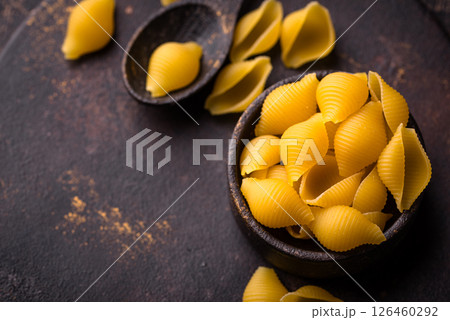 Raw pasta in shape of shells 126460292