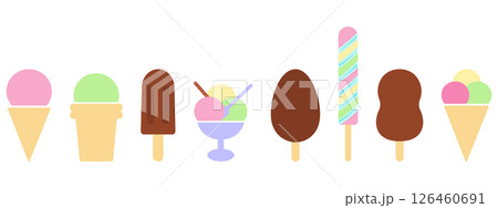 Ice Cream Treats different types Minimalistic colorful icons Summer Content design elements Bundle Ice Cream Treats different types Minimalistic colorful icons Summer Content design elements Bundle 126460691