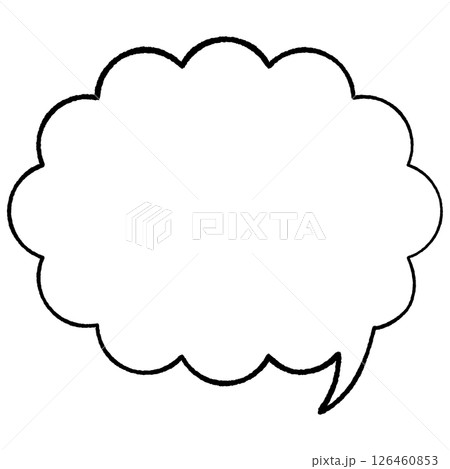 線画手書き風のシンプルな吹き出し 沢山の横長ふわふわ雲型 しっぽ右 モノトーン 線画手書き風のシンプルな吹き出し 沢山の横長ふわふわ雲型 しっぽ右 モノトーン 126460853